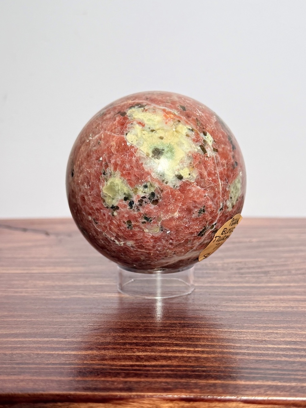 Peach Blossom Tourmaline Sphere – Large Soft Pink & Peach Tourmaline Orb – 71mm